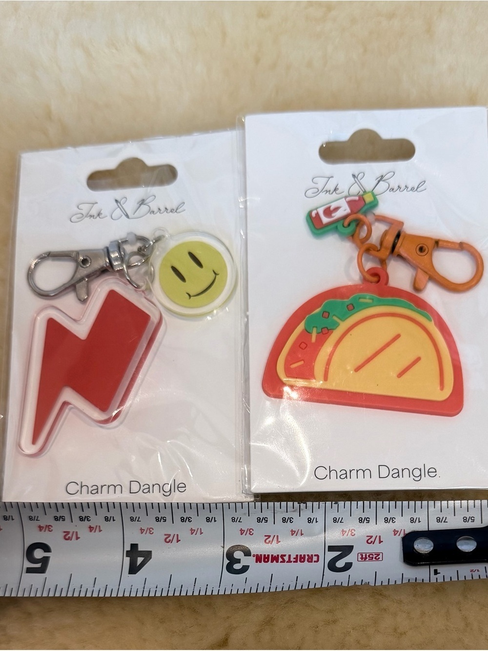 Ink & Barrel Lightning Bolt & Taco Charm Keychain Set - Picture 2 of 2